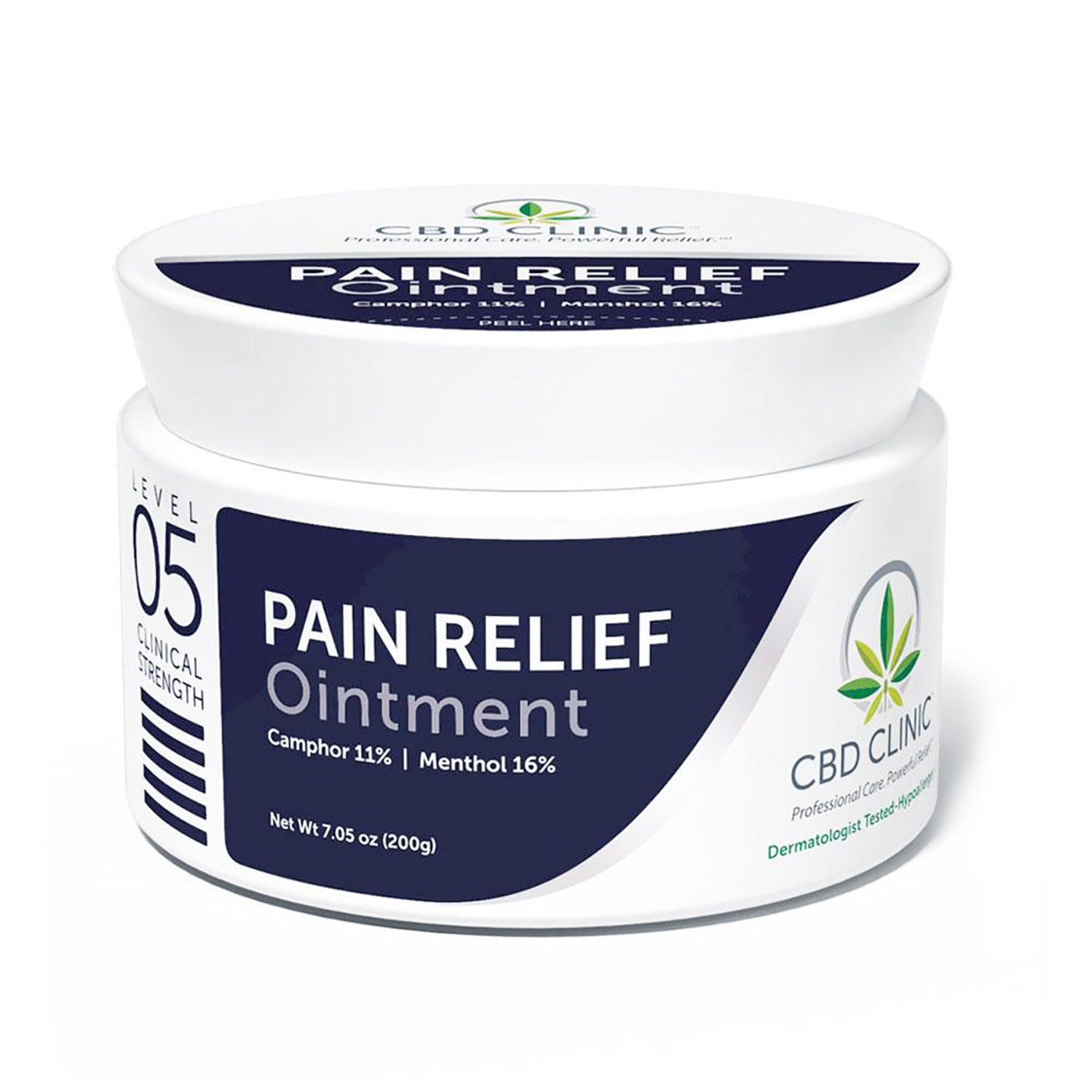200 gram tub of CBD Clinic Level 5 Pain Relief Ointment